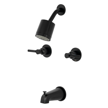 Kingston Brass Tub and Shower Faucet, Matte Black, Wall Mount KBX8140DL